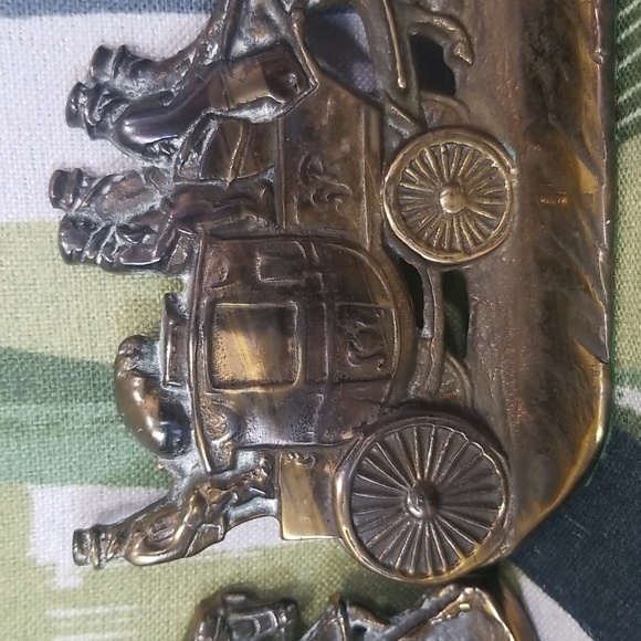2 x Cast Iron STAGECOACH ROYAL COACH Bookend W. H. HOWELL & Co Bronze Finish - Picture 6 of 14